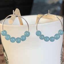 Handmade Blue Aqua Opal Hoop