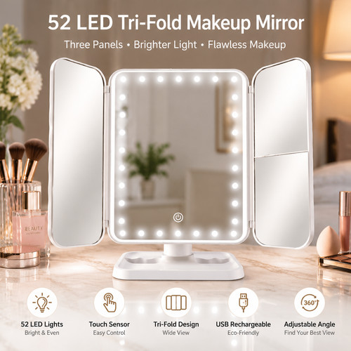 Led tri fold - makeup, mirror