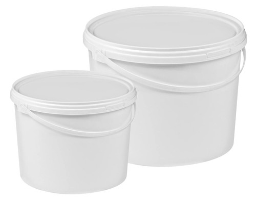 White plastic buckets - plastic, with