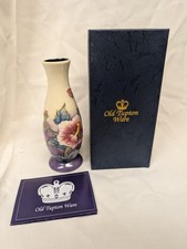 Old Tupton Ware Hibiscus Bud Vase Pink Purple Blue Boxed