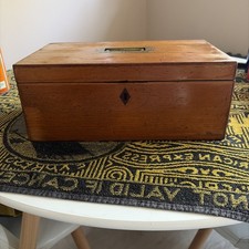 Antique wooden box writing