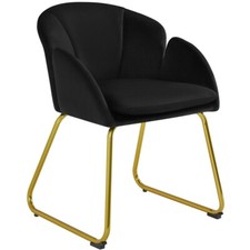 Flower Shape Velvet Vanity Chair Tub Chair with Golden Metal Leg for Makeup Room