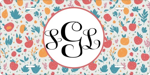 Fruits custom monogram license - fruits,