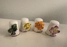 Four Vintage Thimbles Floral