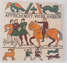 Vintage French Handmade Queen Mathilde tapestry Tile - 20th century Hand painted