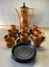 PORTMEIRION vintage coffee set, RARE design British Herald design, colour orange