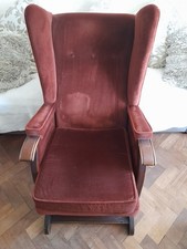 Parker Knoll Wing Backed Velour Rocking Rocker Nursing Chair