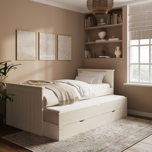 Single cream wooden guest - cream,