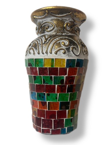 Hand painted glass mosaic and - glass,