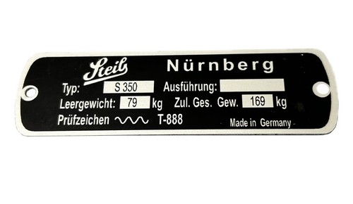 Steib nameplate s350 - steib,, nameplate,
