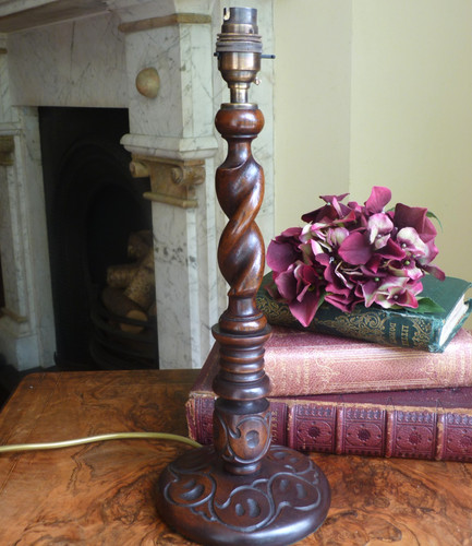 Wooden table lamp barley twist - wooden,
