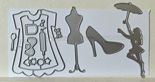Mixed Die Set - Lady with Umbrella, Shoe, Dress , Dress Form, Mannequin