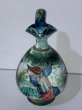 Vintage Greek Decorative Hand Painted Small Ewer/Jug In Green 15cms /lead Seal