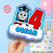 Thomas the tank cake topper - personalised Train Birthday Party Decoration