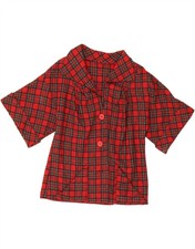 VINTAGE Womens Short Sleeve Blazer Jacket UK 10 Small Red Check DS65