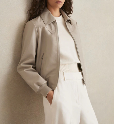 Womens cropped leather jacket - womens,