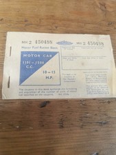 Motor Fuel Ration Book for Car 1100-1500cc