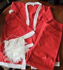 Santa Claus Father Christmas Suit Large Size Hat Beard Top, Bottoms And Belt