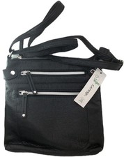 George Small Across Body Bag Black Ladies Women Vegan Square Zip Closure Travel