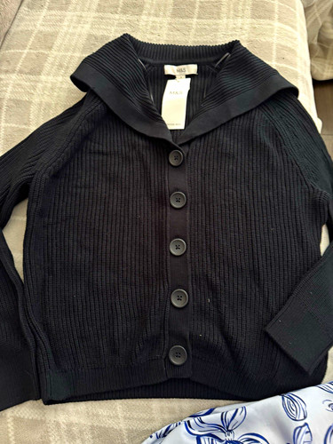 Black rib knit button - m&s,