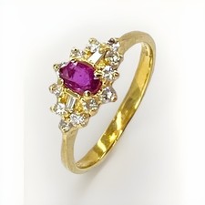 Ruby Diamond Cluster Ring 18ct