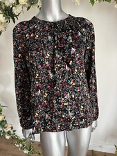 JOULES Womens Top Pop Over Blouse Size 14 & 18 Lucy Black Ditsy Bird Print NEW