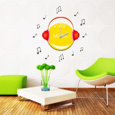 New Unique DIY Stick on the Wall Clock In Cool Music Fascinator Music Notations