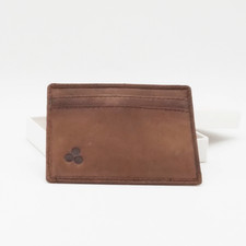 Leather wallet, credit card and travel card holder in dark brown nubuck leather