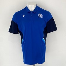 Scotland Rugby Team Polo Shirt Top Blue Size 3XL Mens Short Sleeve Jersey Macron