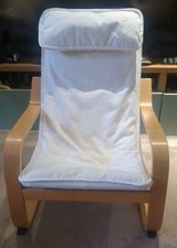 Ikea Poang Kids  Chair Birch Veneer Canvas Cream