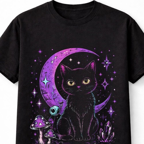 Black cat moon witchy gothic - cat,