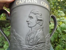 Large Royal Doulton Captain Cook Bicentenary 1770 1970 basalt Loving Cup 8.25'' 