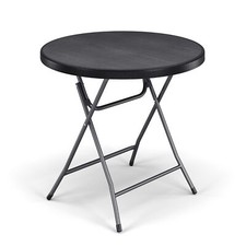 80cm Black Wooden Look Round