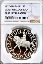 1977 Silver 25p Proof Crown NGC PF69 Jubilee Queen Elizabeth II Sterling .925