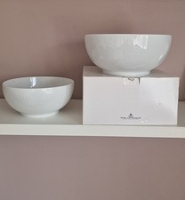 Royal Copenhagen Plain White Fluted Porcelain Serving Bowls Set 110 cl & 180 cl