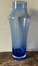 Riihimaki Riihimaen Lasi Oy Finnish Blue Glass Vase Tamara Aladin
