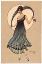 Glamour Fashion Erotic Postcard - Lady In See-Through Dress, 1924.