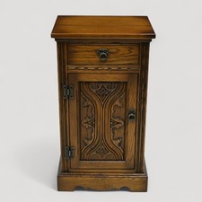 Old Charm Pedestal Cabinet Cupboard Drawer Light Oak Carved Door FREE DELIVERY