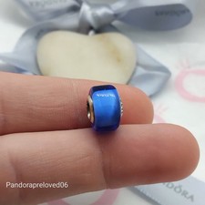 Genuine Pandora White Blue ? Murano Glass Charm  S925 ALE #H21
