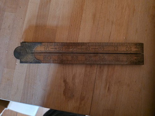 Vintage wooden folding - , ruler