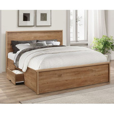 Wooden 2 Drawer Storage Bed Stockwell Oak with 3 Size and 4 Mattress Options