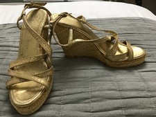 Zara Antique Gold Wedges Size 4