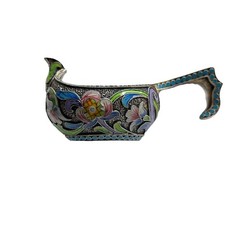 Russia Antique silver & Cloisonné enamel Kovsh  