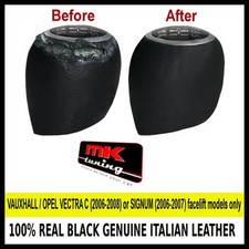 VAUXHALL OPEL VECTRA C SIGNUM 2006-08 BLACK LEATHER COVER FOR GEAR KNOB ONLY