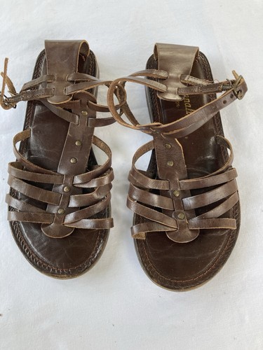 Ladies brown leather - brown, gladiator