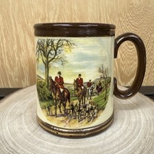 VINTAGE GIBSONS Staffordshire English Huntsman Pottery Mug  Lustre Edged (616a)