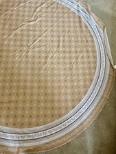 Round  Tablecloth 68 inch  diam. taupe and white  fern patter. polyester cotton 