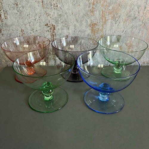 Set coloured glass coupe - 5,