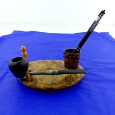 Resin Pipe Holder And Tobacco Pot / Desk Pen Holder And Inkwell Alco P3 Pipe 