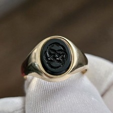 Antique 9ct Yellow Gold & Onyx